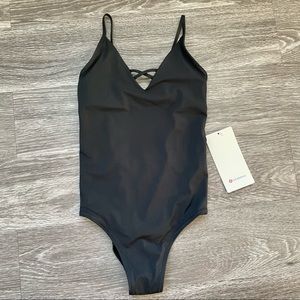 LULULEMON Black Low-Back Shoreline One-Piece Bikini Swimsuit Size 4